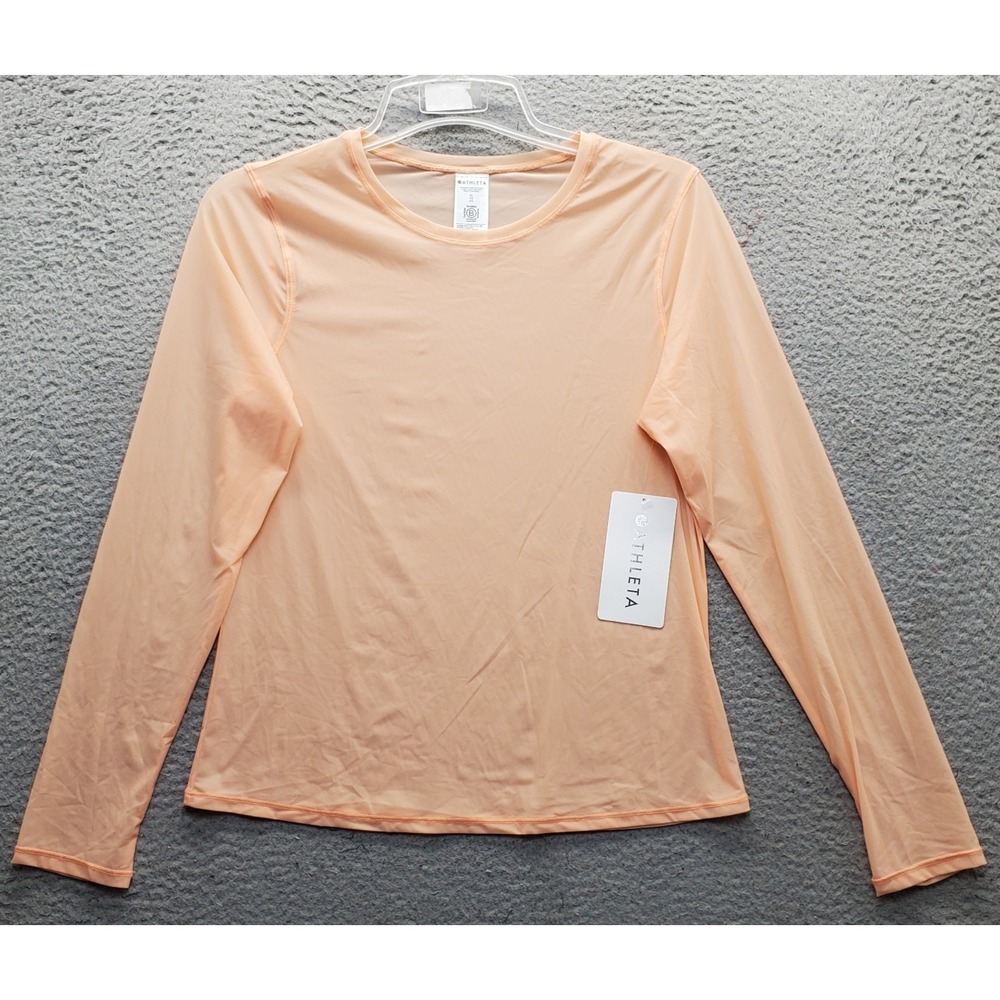Athleta Apero Mesh Top Womens XL Orange Sheer Breathable Quick Dry Athleisure